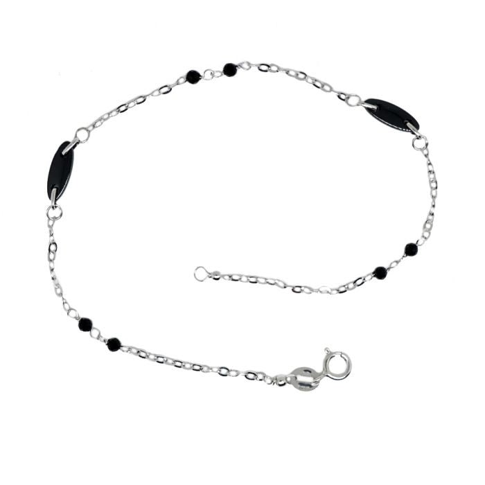 Bracciale con catena rolò e ceramica nera lungo cm.20